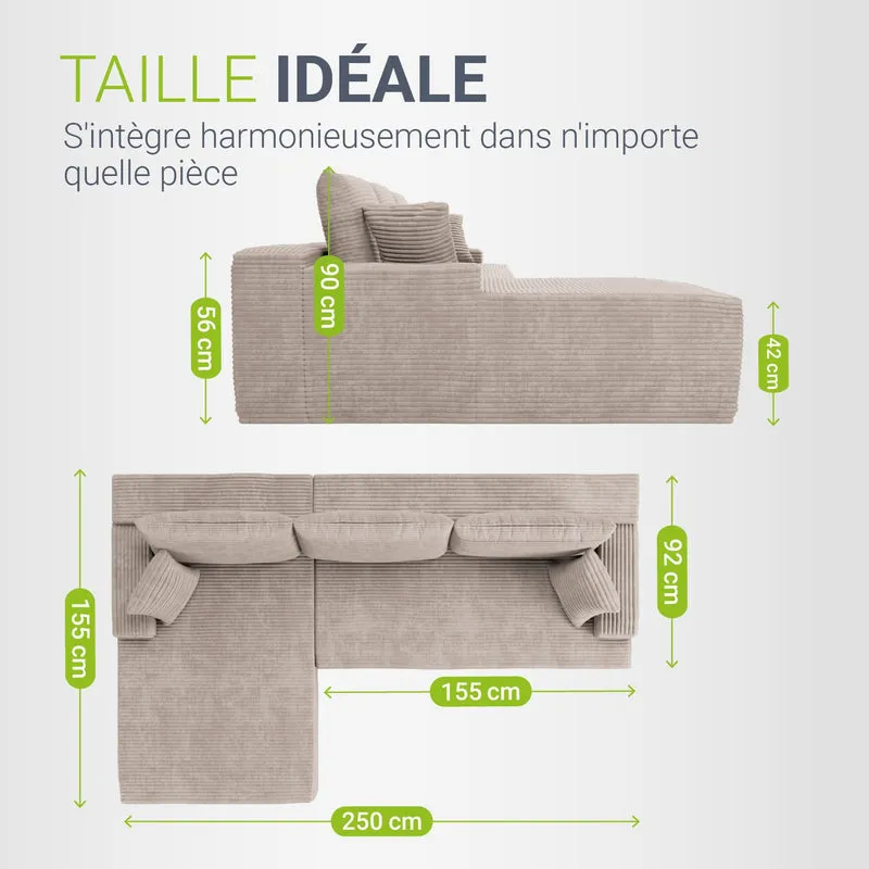 Sofa Coredo mit Cord Bezug & Dekokissen