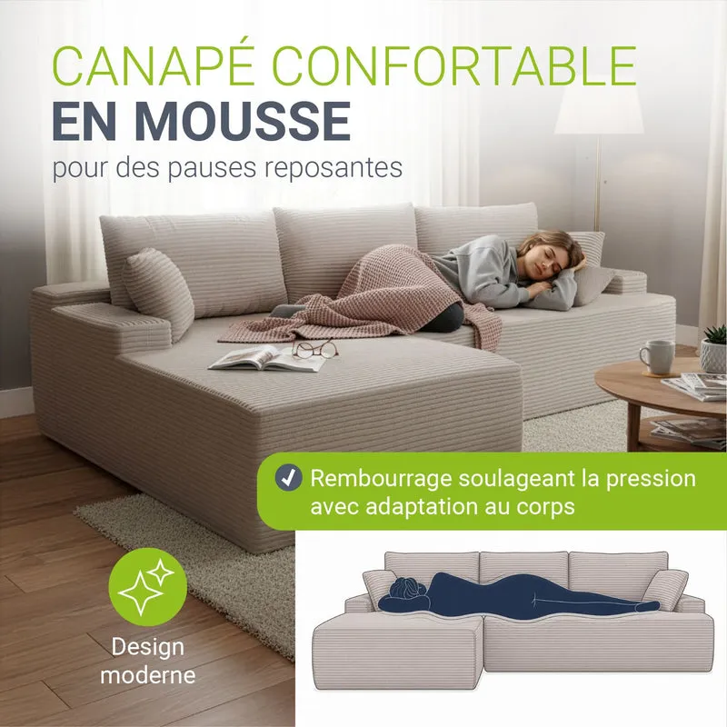Sofa Coredo mit Cord Bezug & Dekokissen