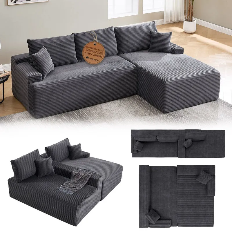 Sofa Coredo mit Cord Bezug & Dekokissen