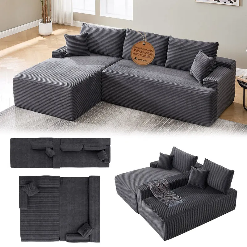 Sofa Coredo mit Cord Bezug & Dekokissen