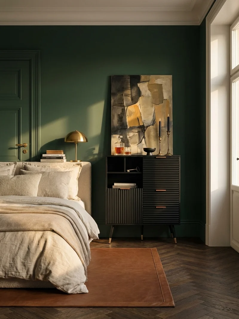 Sideboard – Schwarz/Eiche-Dekor, 77x97x40 cm, mit Türen, Schubladen, Regal, Metallbeine