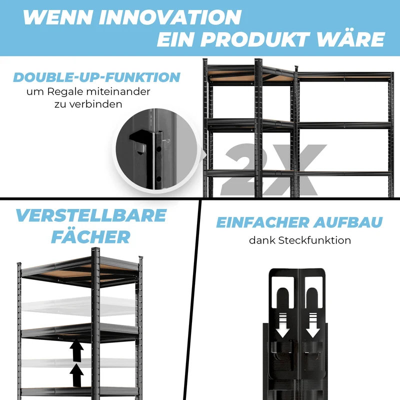 ALLSHELF Eckregal 1x 180x150x40cm + 1x 180x70x40cm