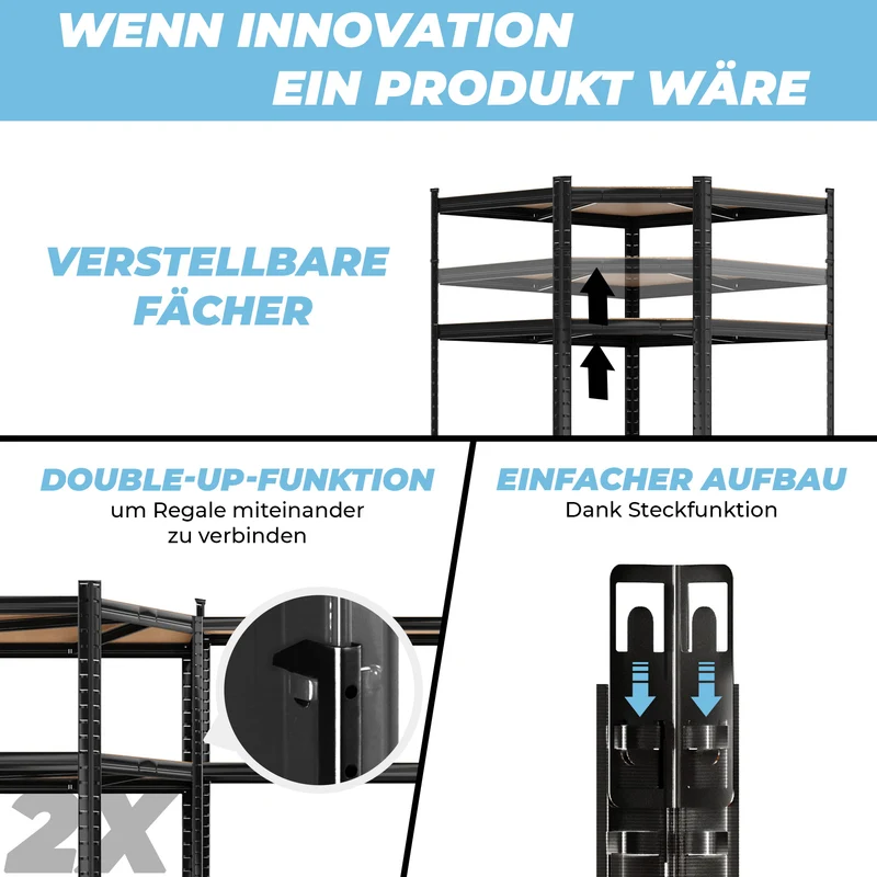 ALLSHELF Eckregal Schwerlastregal 180x90x60cm