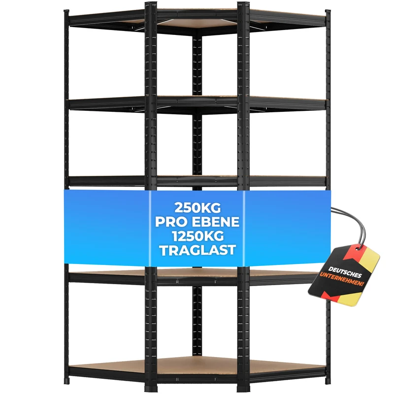 ALLSHELF Eckregal Schwerlastregal 180x90x60cm