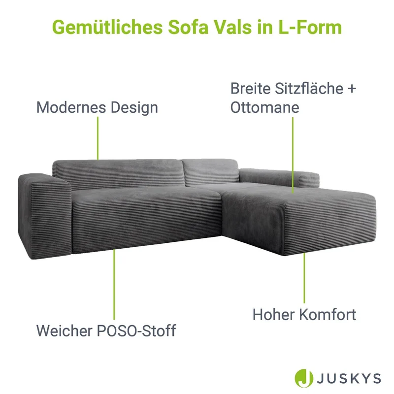 Sofa in L-Form Vals