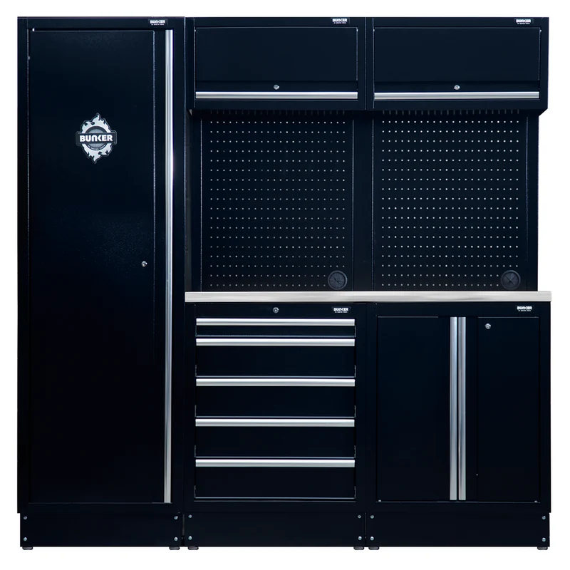 BUNKER 11 Piece Modular Storage Combo with Worktop, 1960mm