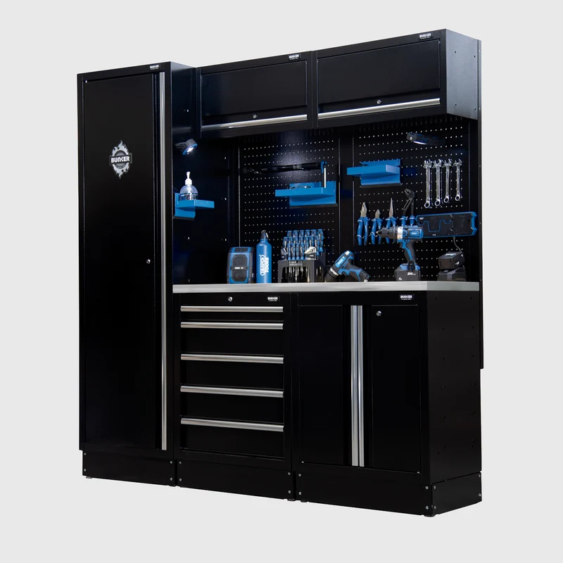 BUNKER 11 Piece Modular Storage Combo with Worktop, 1960mm