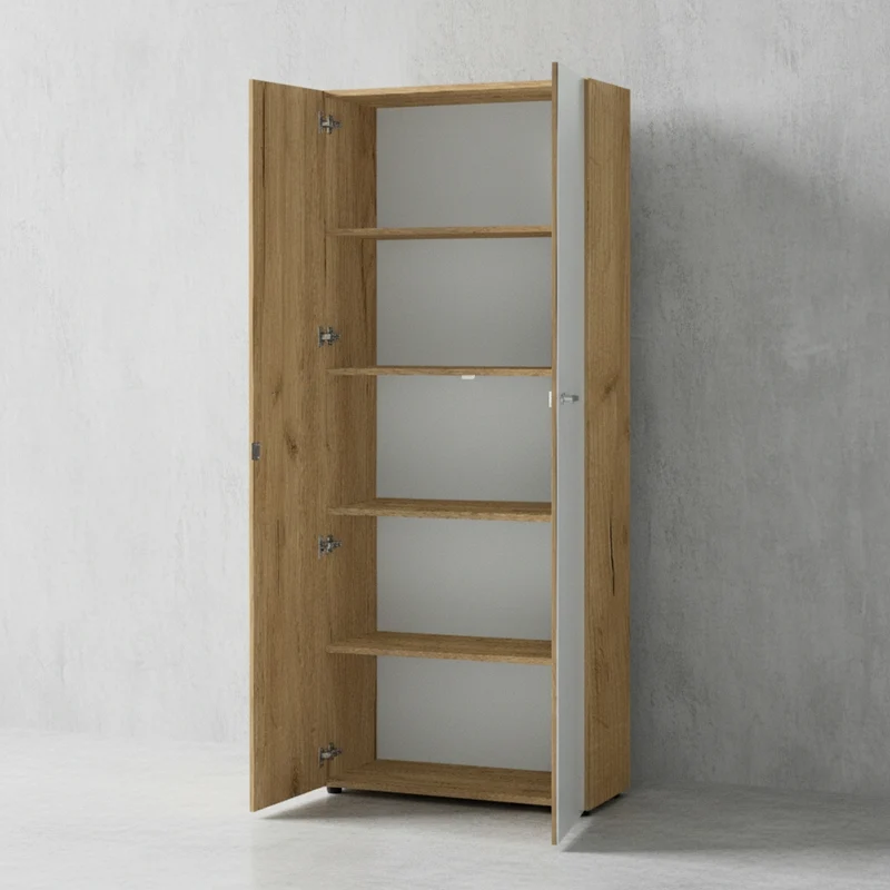 Büro-Set 2-teilig | Schrank & Regal 5 OH | Glas Front & Abschließbar