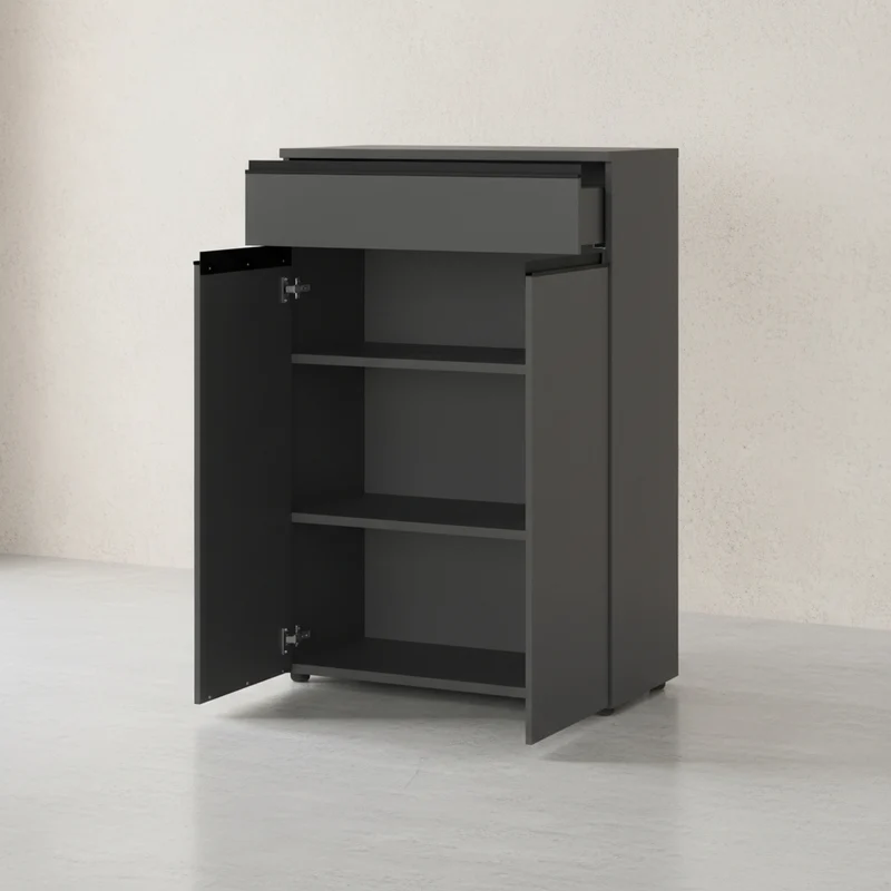 Büro-Set 3-teilig | Aktenschrankwand Soft-Close Graphit | 243x120cm