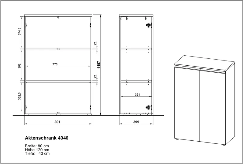 Büro-Set 3-teilig | Aktenschrankwand Soft-Close Graphit | 243x120cm