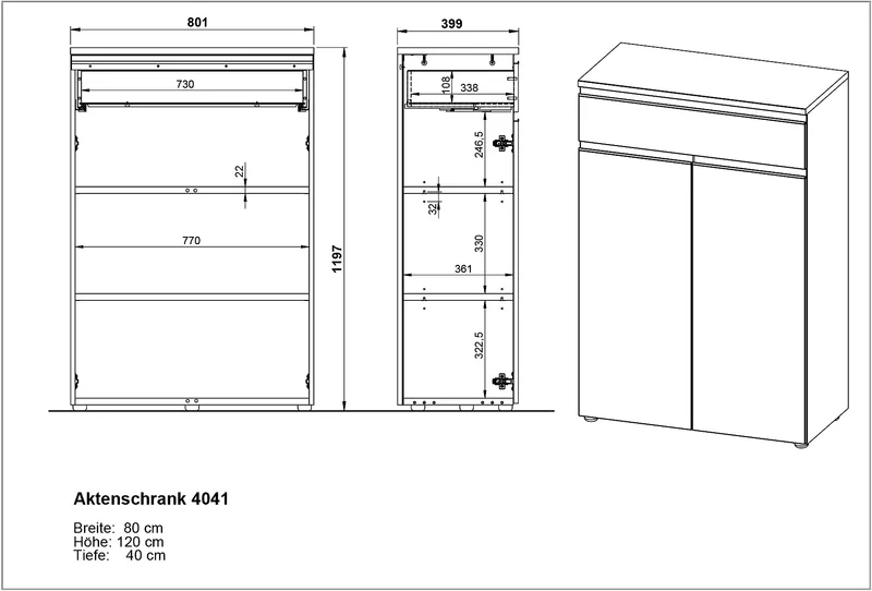 Büro-Set 3-teilig | Aktenschrankwand Soft-Close Graphit | 243x120cm