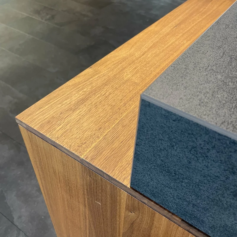 Einbauküche Linee KLI Filigno Keramik Basalt Schwarz Vollholz Nussbaum Naturgeölt Inklusive E-Geräte