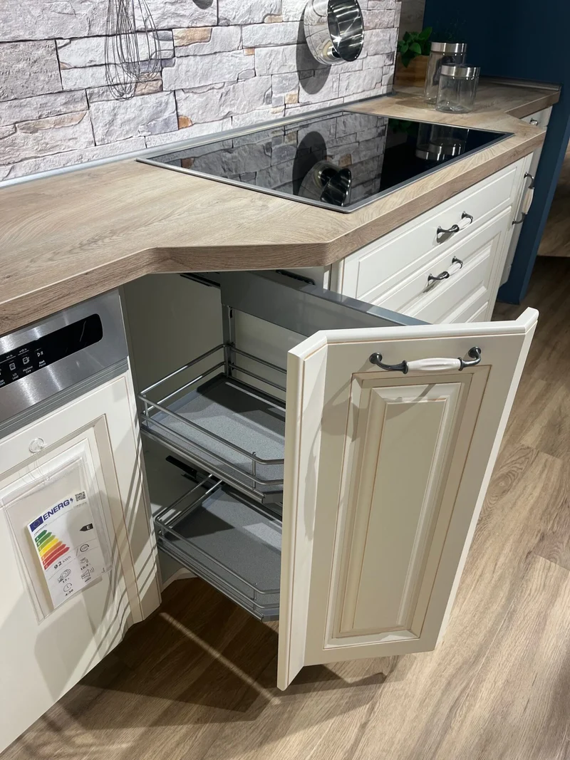 Landhausküche Castello Holzwerkstoff Magnolia Gewischt Weiß Inklusive E-Geräte
