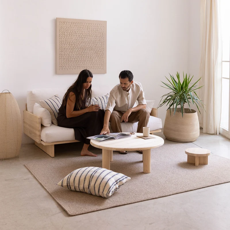 Round Solid Wood Coffee Table 87 cm - Maset