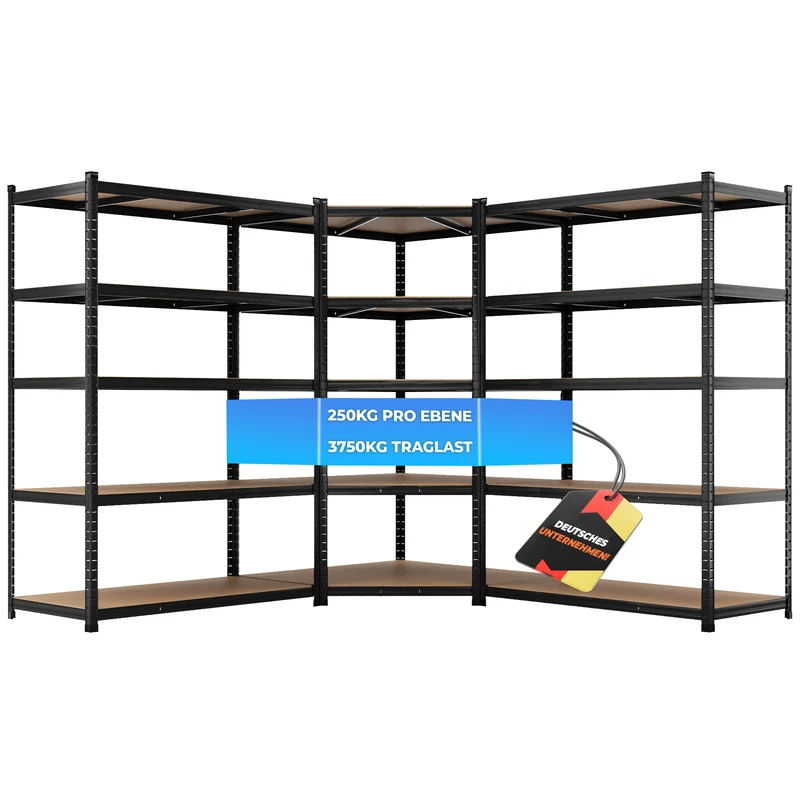 ALLSHELF Eckregal 2x 180x120x60cm + 1x 180x90x60cm