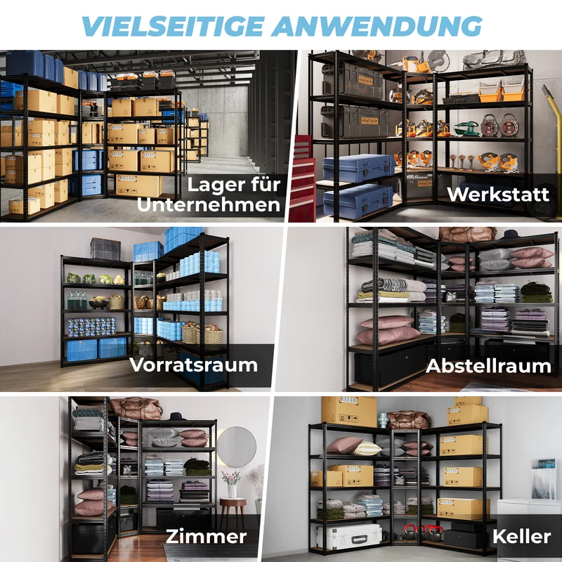 ALLSHELF Eckregal 2x 180x120x40cm + 1x 180x70x40cm