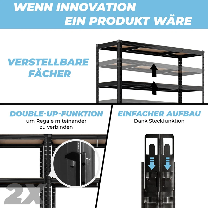 ALLSHELF Eckregal 2x 180x120x40cm + 1x 180x70x40cm