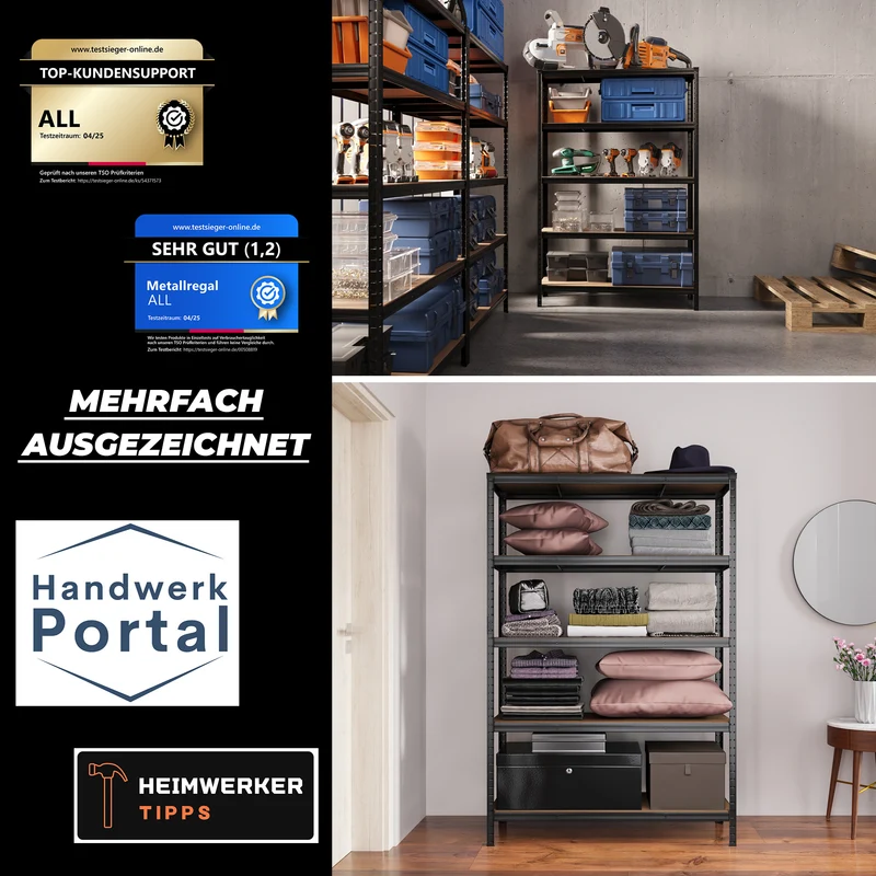 ALLSHELF Eckregal 2x 180x120x40cm + 1x 180x70x40cm