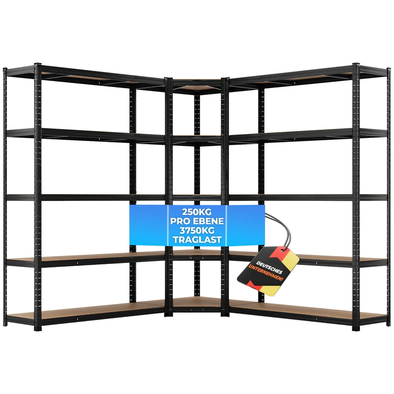 ALLSHELF Eckregal 2x 180x120x40cm + 1x 180x70x40cm