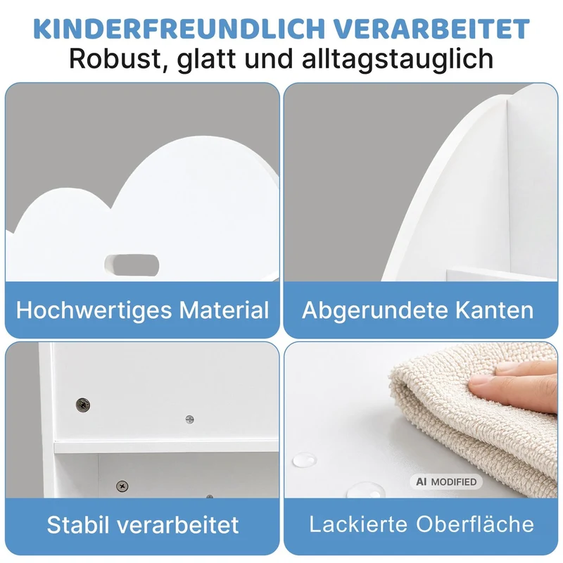 Coemo Aufbewahrungsrollwagen Bookie Bücherregal Holz Spielzeugkiste mit Rädern