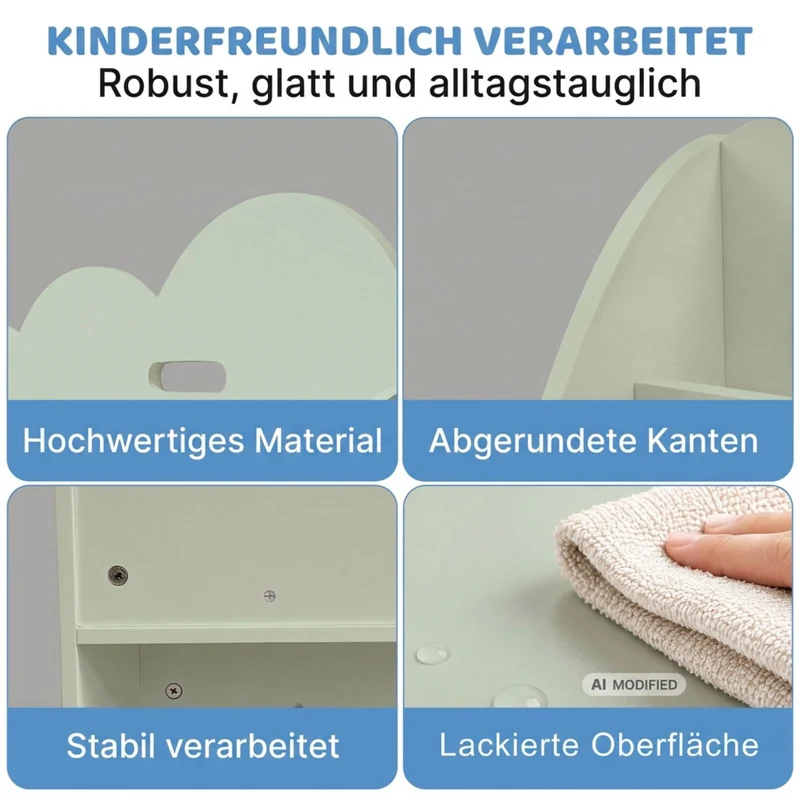 Coemo Aufbewahrungsrollwagen Bookie Bücherregal Holz Spielzeugkiste mit Rädern