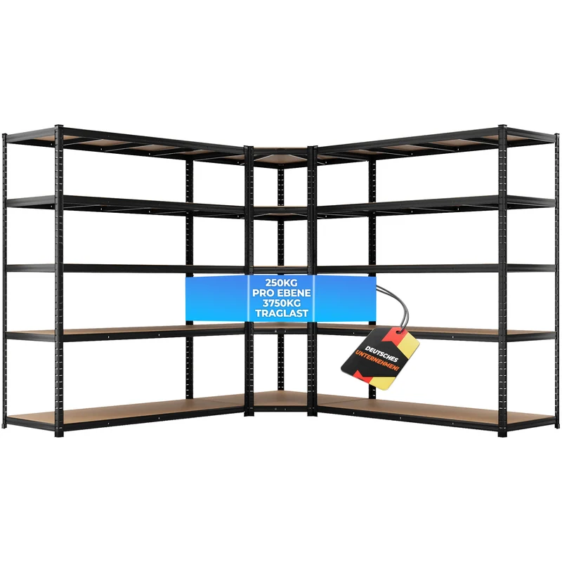 ALLSHELF Eckregal 2x 180x150x60cm + 1x 180x90x60cm