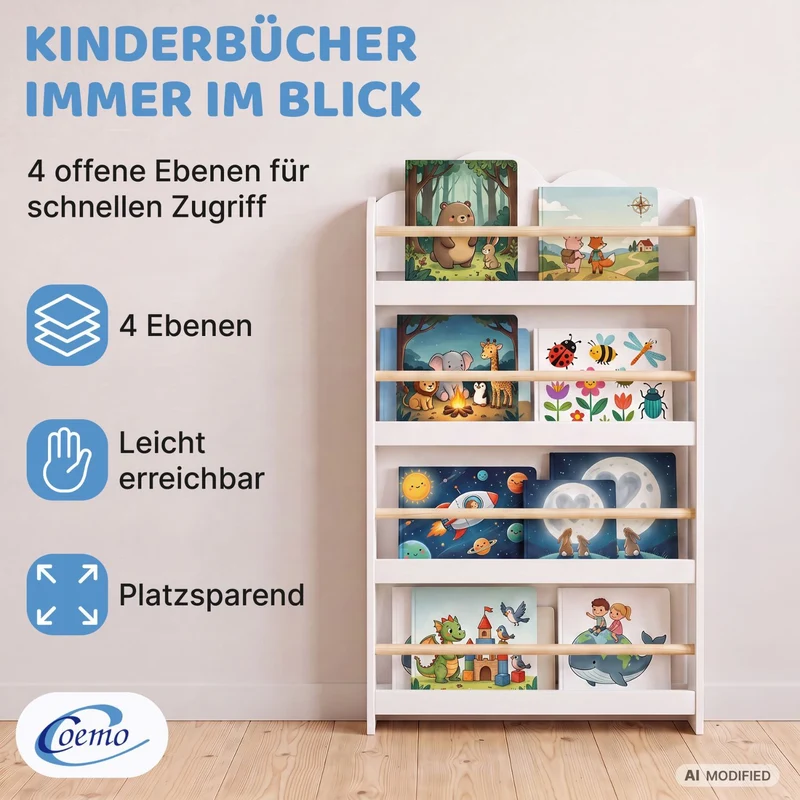 Coemo Bücher Wandregal Rony Bücherregal Holz