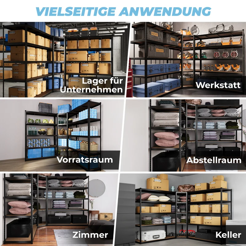 ALLSHELF Eckregal 1x 180x150x60cm + 1x 180x90x60cm