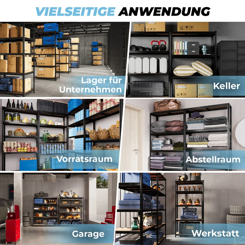 ALLSHELF Schwerlastregal-Set 200x100x50cm