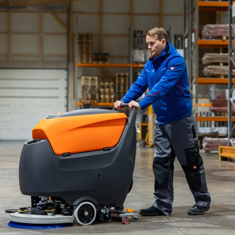 Handgeführte Scheuersaugmaschine SCRUBBER-S mit 530 mm Bürsten