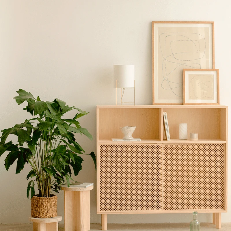Cadaqués pine sideboard with 2 doors 120 cm