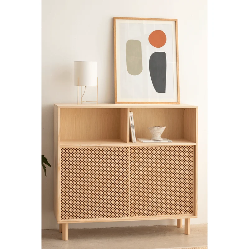 Cadaqués pine sideboard with 2 doors 120 cm