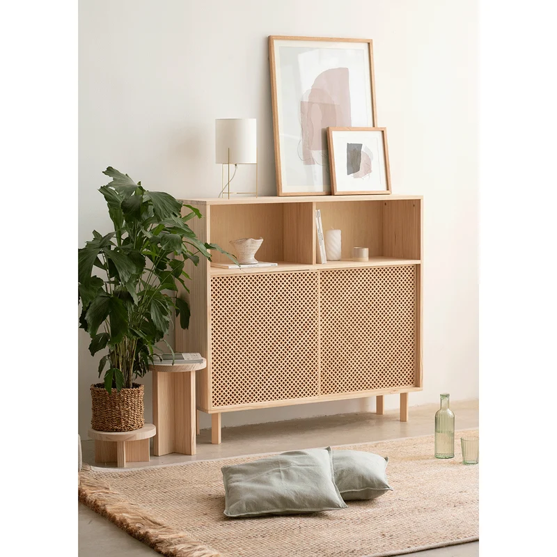 Cadaqués pine sideboard with 2 doors 120 cm