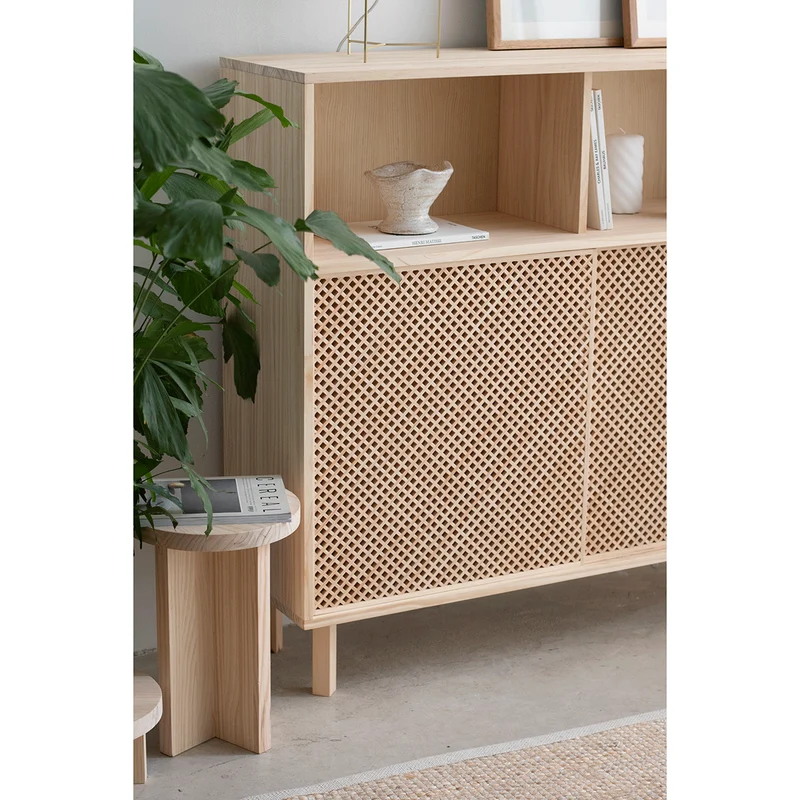 Cadaqués pine sideboard with 2 doors 120 cm