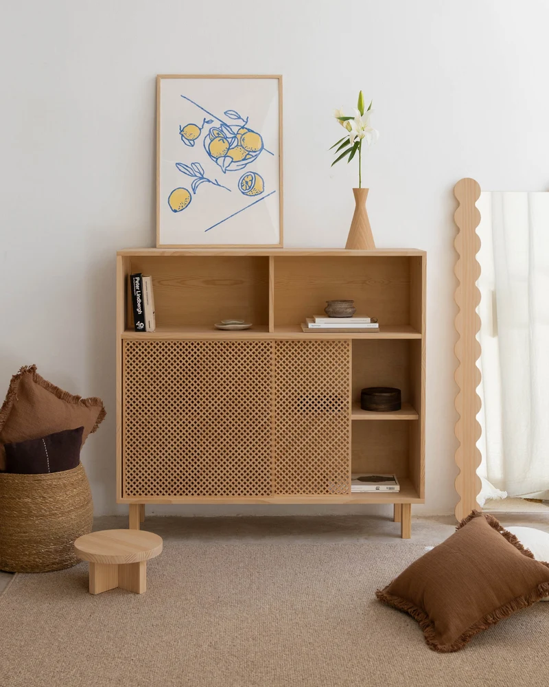 Cadaqués pine sideboard with 2 doors 120 cm