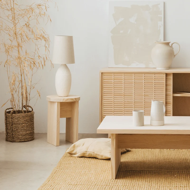 Calpe - Natural wooden stool 42 cm
