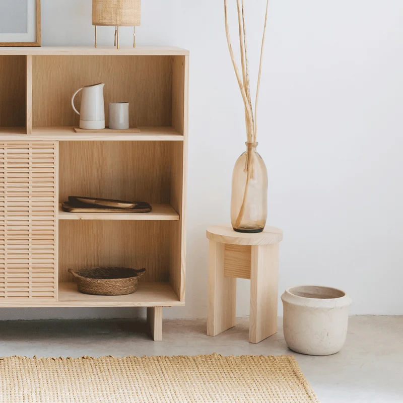 Calpe - Natural wooden stool 42 cm