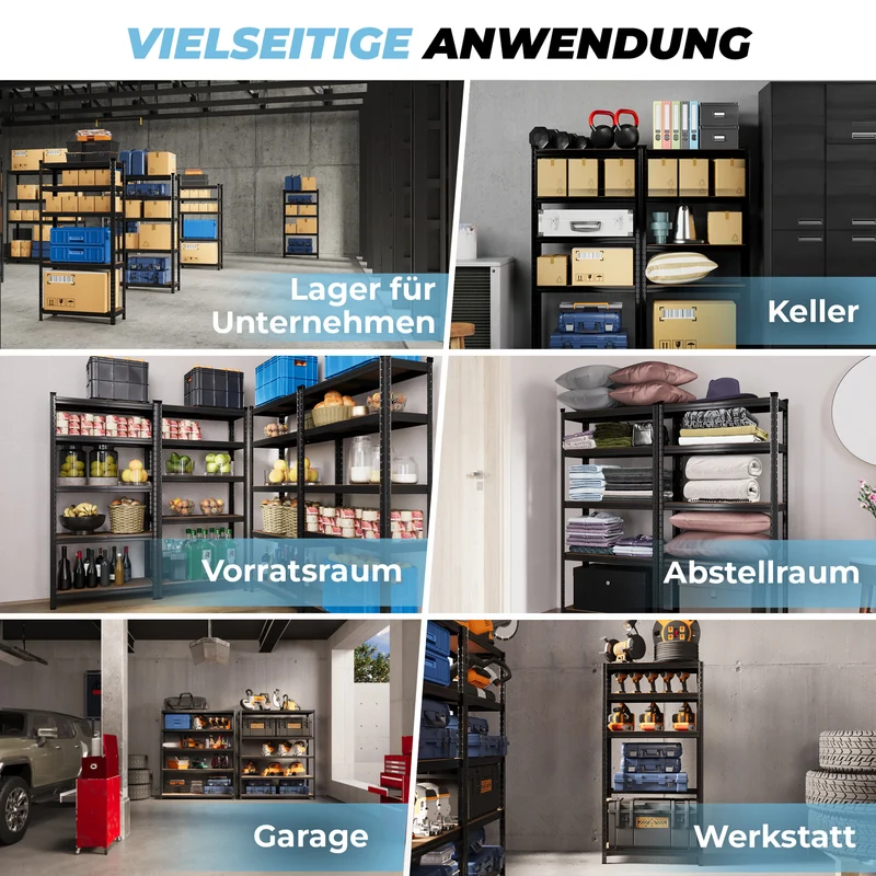 ALLSHELF Schwerlastregal-Set 150x75x30cm