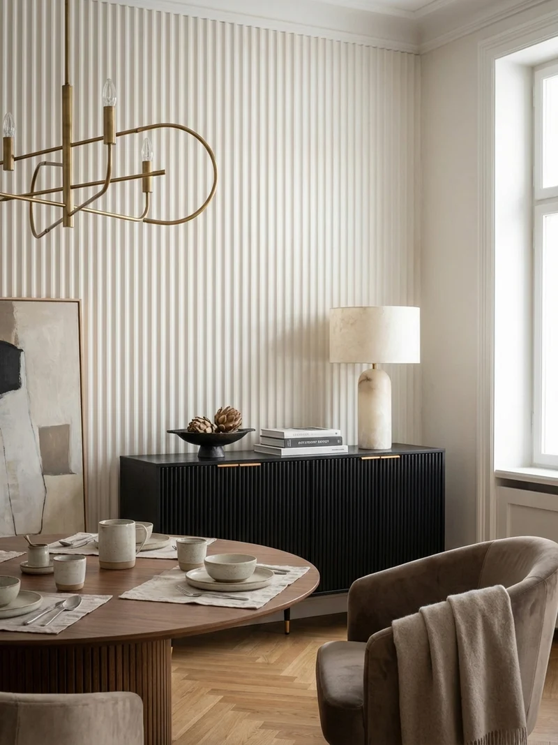 Sideboard – Schwarz/Eiche-Dekor, 150x81x39 cm, mit Türen, Metallbeine