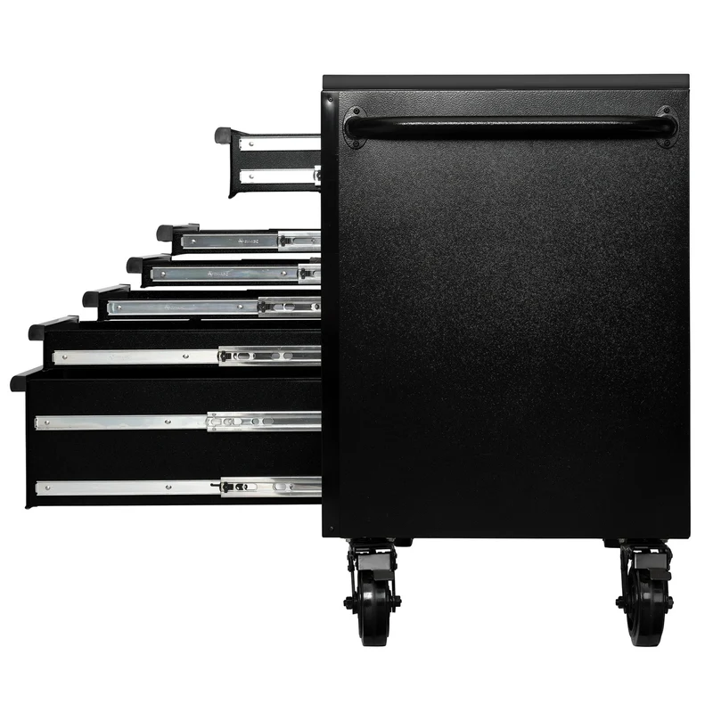 BUNKER 10 Drawer Workbench Roller Tool Cabinet with Black Stainless Steel Worktop, 56"