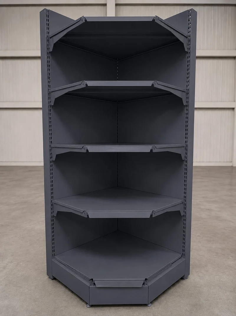 InhandKraft® Eckregal für Kiosk & Laden - 225x60x60x37 - Anthrazit