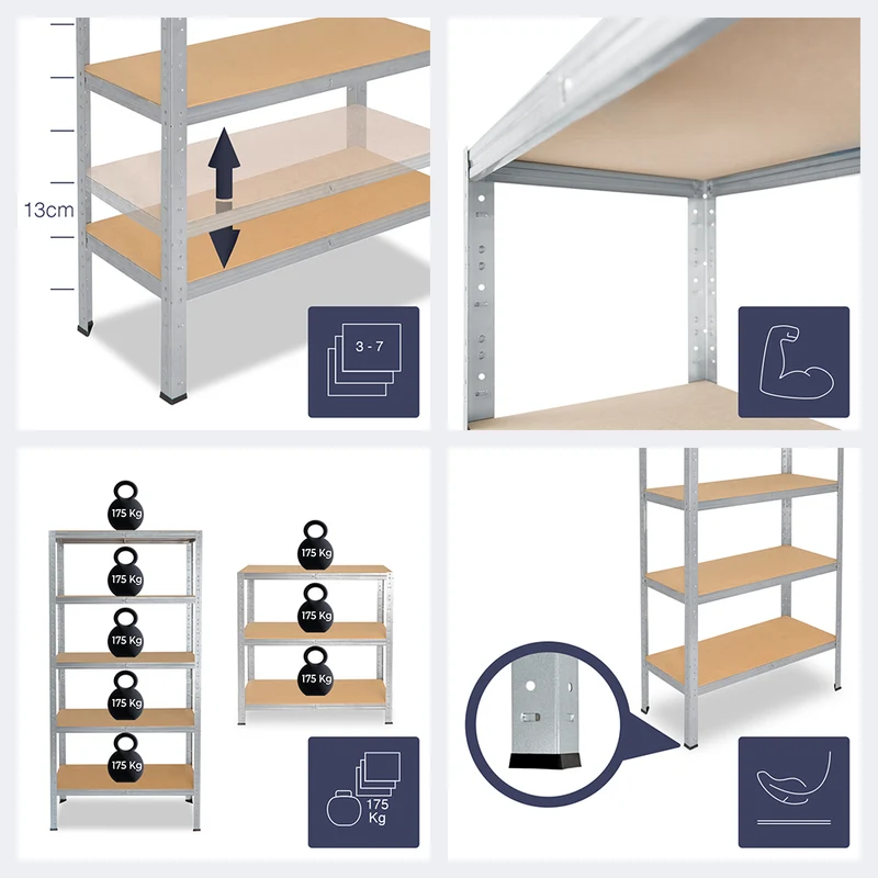 shelfplaza HOME Schwerlastregal 230x60x40 cm verzinkt mit 4 Böden