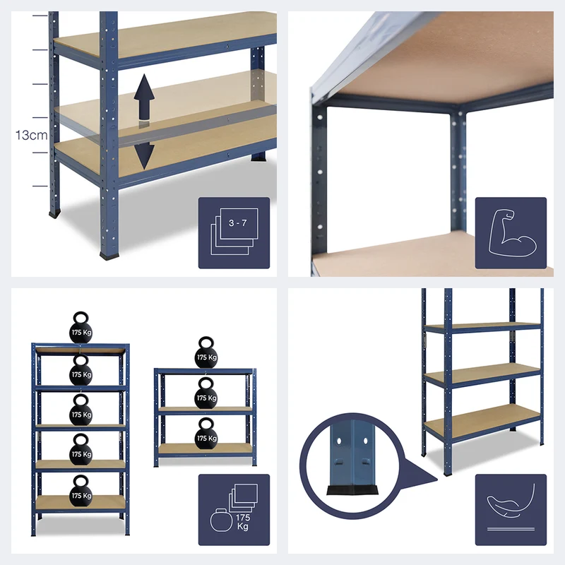 shelfplaza HOME Schwerlastregal 180x30x60 cm blau mit 6 Böden