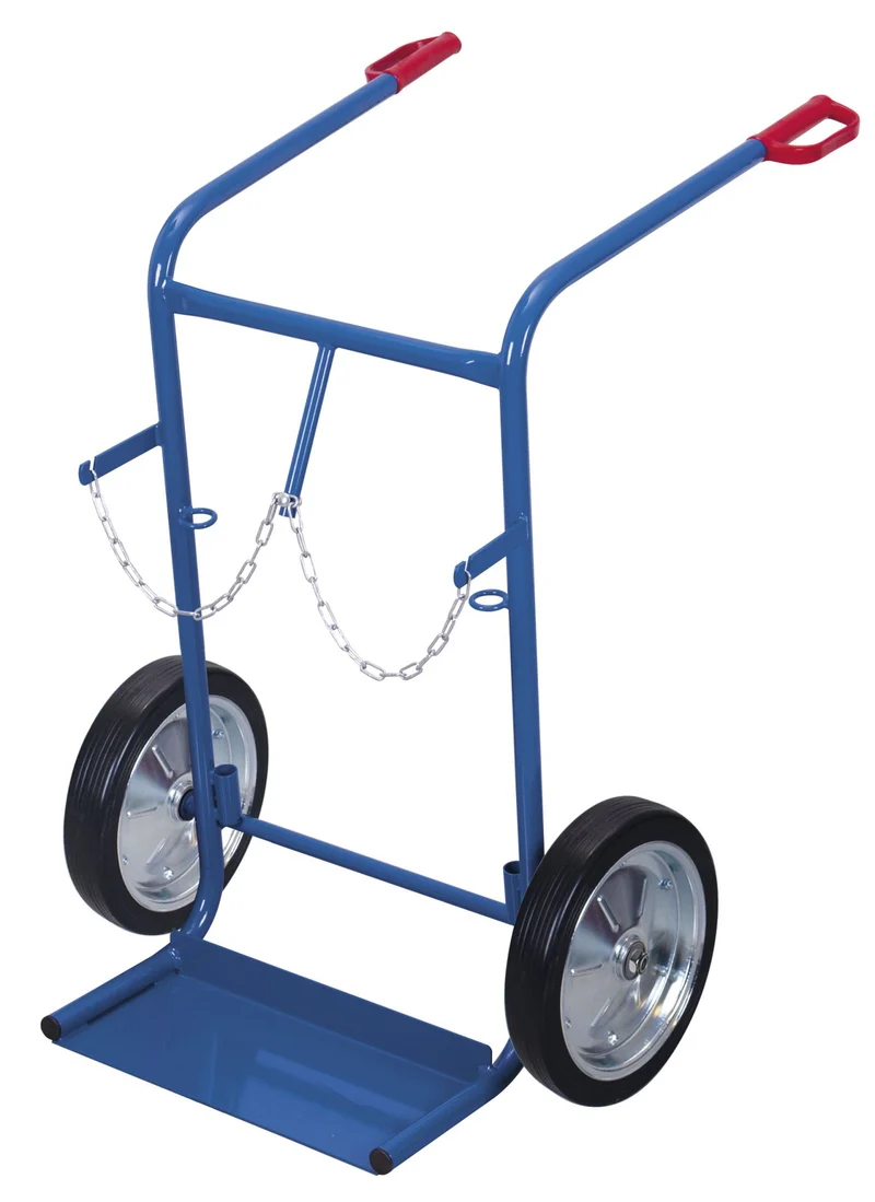 Stahlflaschenkarre von VARIOfit enzianblau | Traglast 200 kg | 2 Stahlflaschen