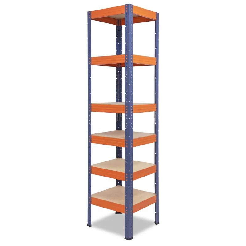 shelfplaza PRO Schwerlastregal 180x50x50 cm blau-orange mit 6 Böden