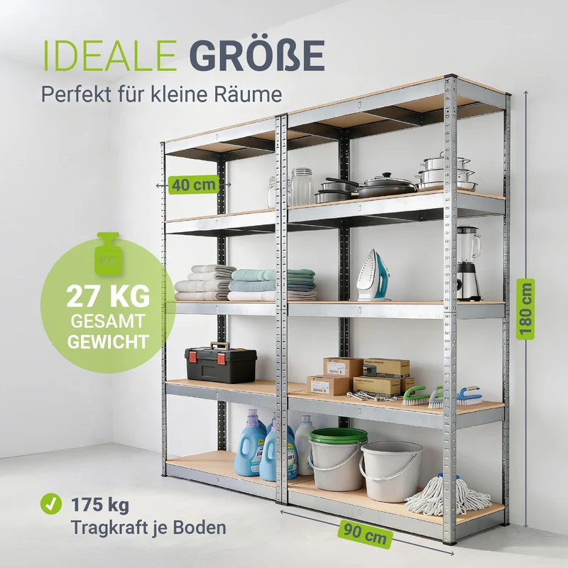 Lagerregal Basic 2er bis 8er Set 180 x 90 x 40 cm