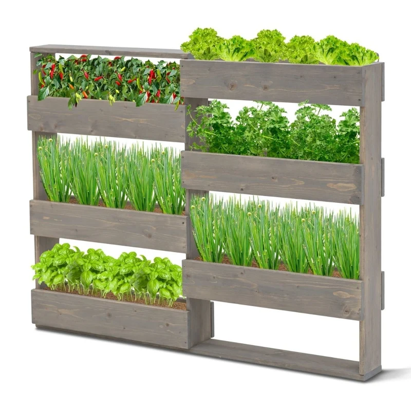 Coemo Vertikalbeet Riga Kräuterbeet Holz 6 Pflanzkästen Wandmontage