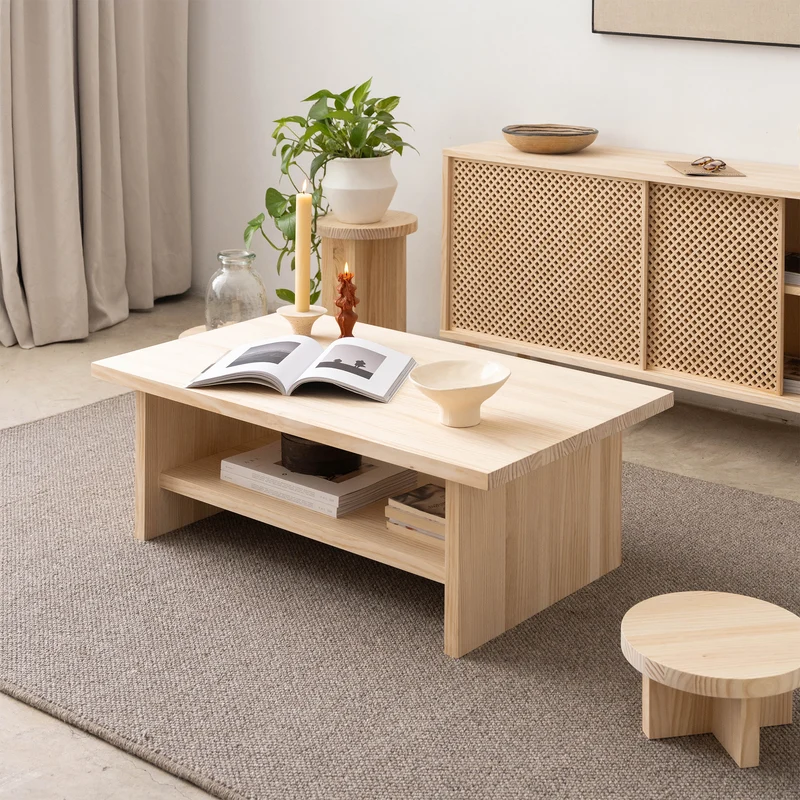 Binibeca - Rectangular coffee table in wood 100 cm