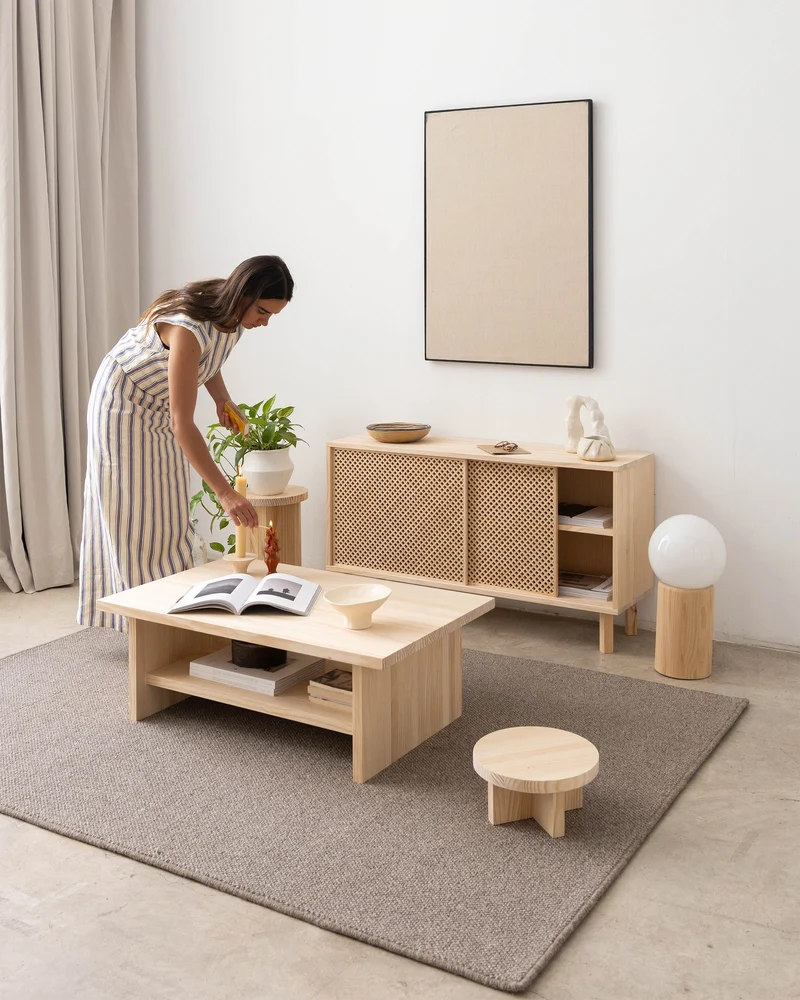 Binibeca - Rectangular coffee table in wood 100 cm