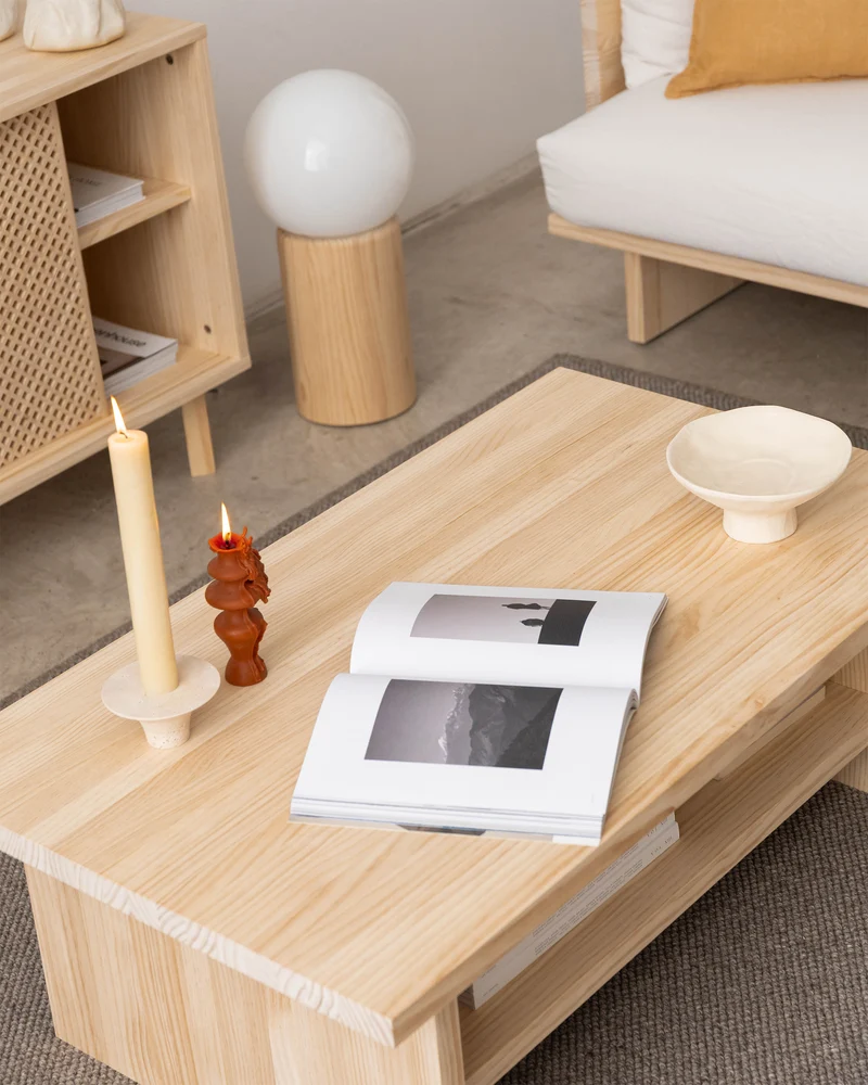 Binibeca - Rectangular coffee table in wood 100 cm